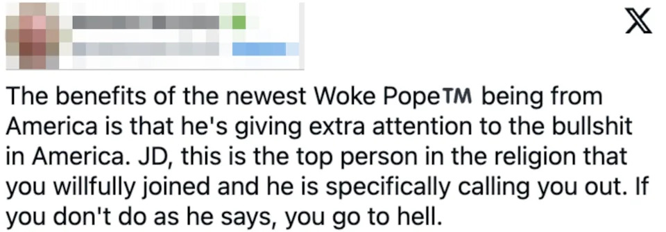 Tweet criticizing the influence of an American religious leader on issues within the U.S., stating consequences for not following guidance