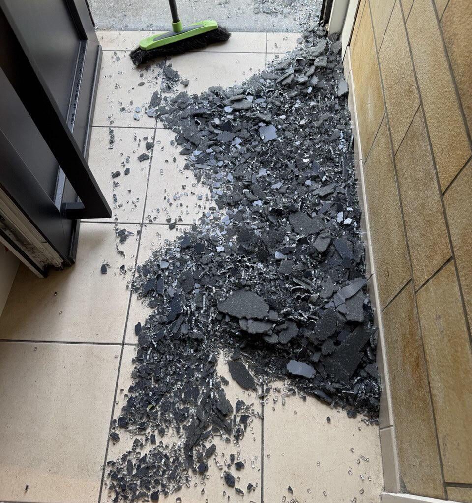 Breaking glass in Belgium.