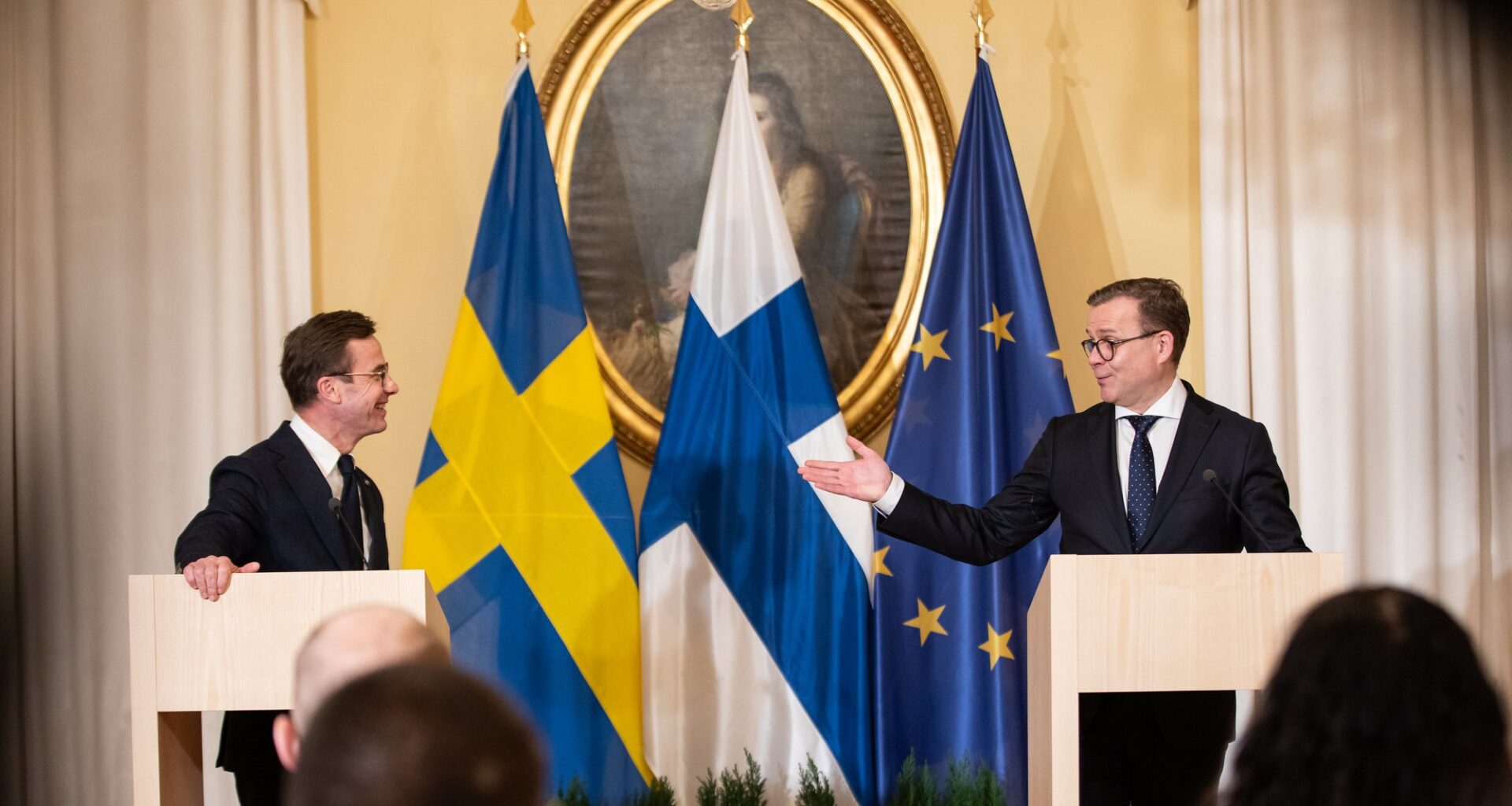 Prime Ministers Kristersson and Orpo in a press conference