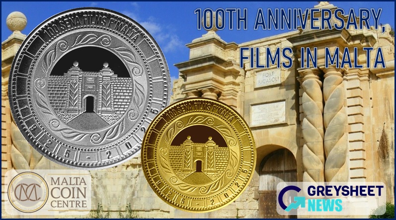 enlarged image for Malta. New Gold and Silver Proof Coins Mark 100 Years of Film Production in Malta