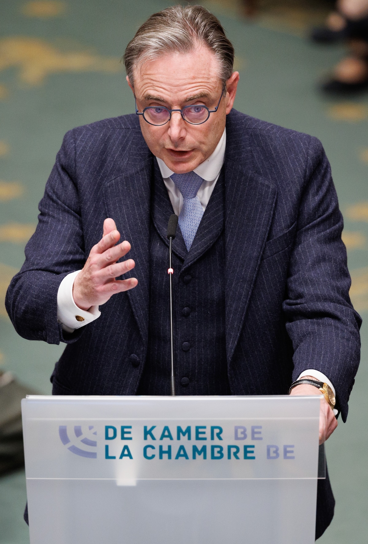 Prime Minister Bart De Wever pictured during a plenary session of the Chamber at the Federal Parliament in Brussels, Thursday 06 November 2025. BELGA PHOTO BENOIT DOPPAGNE