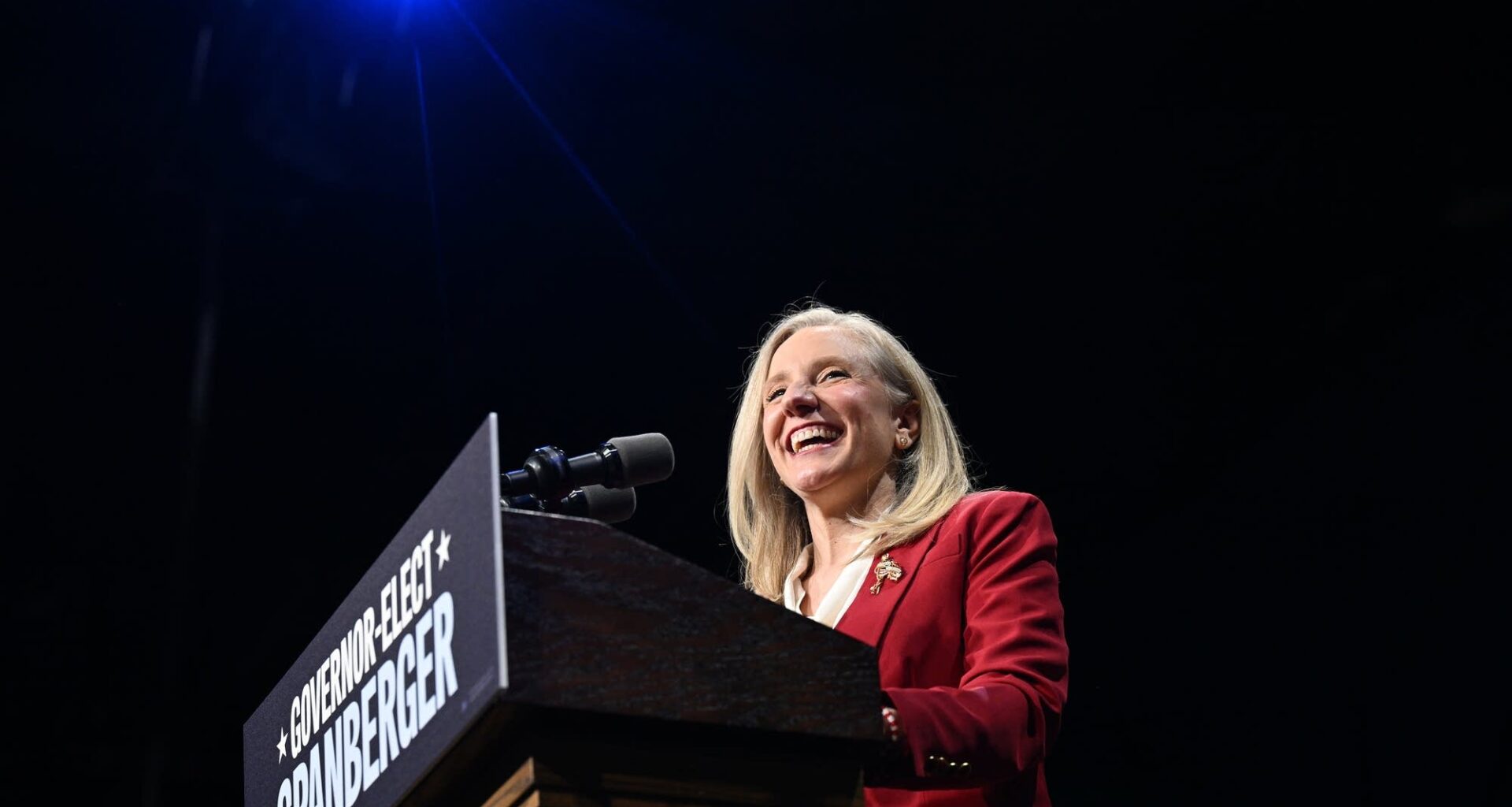 Democratic candidate for Virginia Governor, Abigail Spanberger speaks during an election night event at the Greater Richmond Convention Center on Tuesday November 04, 2025 in Richmond, VA.