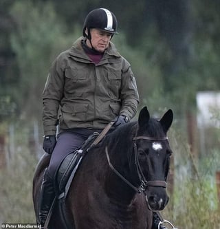Andrew spotted again on Windsor Castle grounds riding a horse and looking sad after he and Fergie are kicked out of Mayfair club