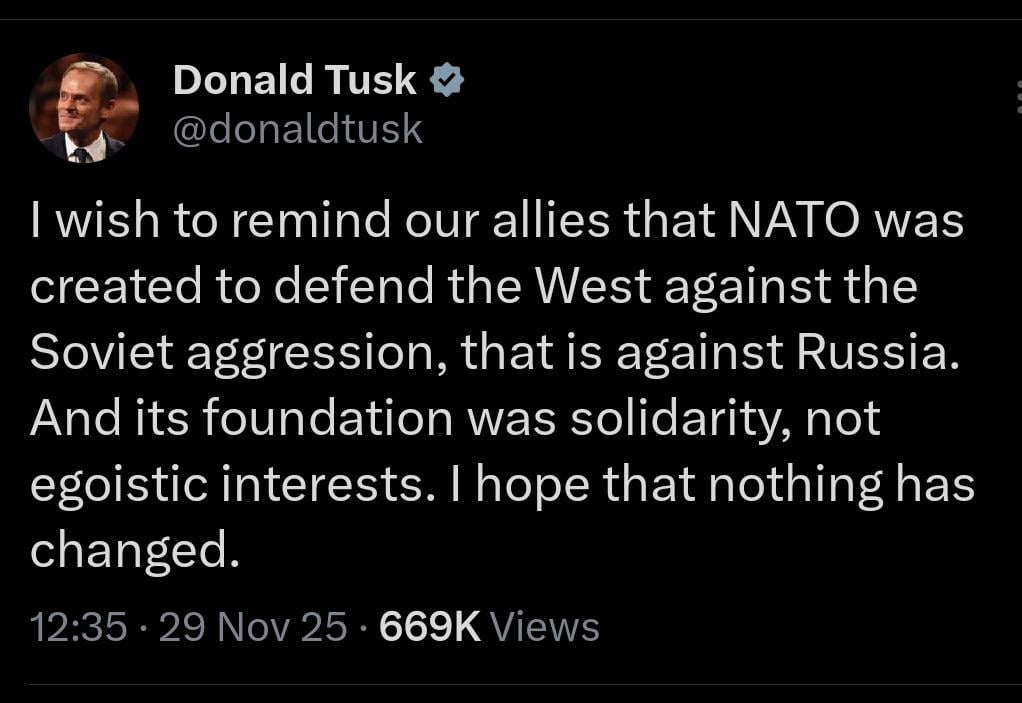 “I hope that nothing has changed,” Prime Minister of Poland Donald Tusk said.