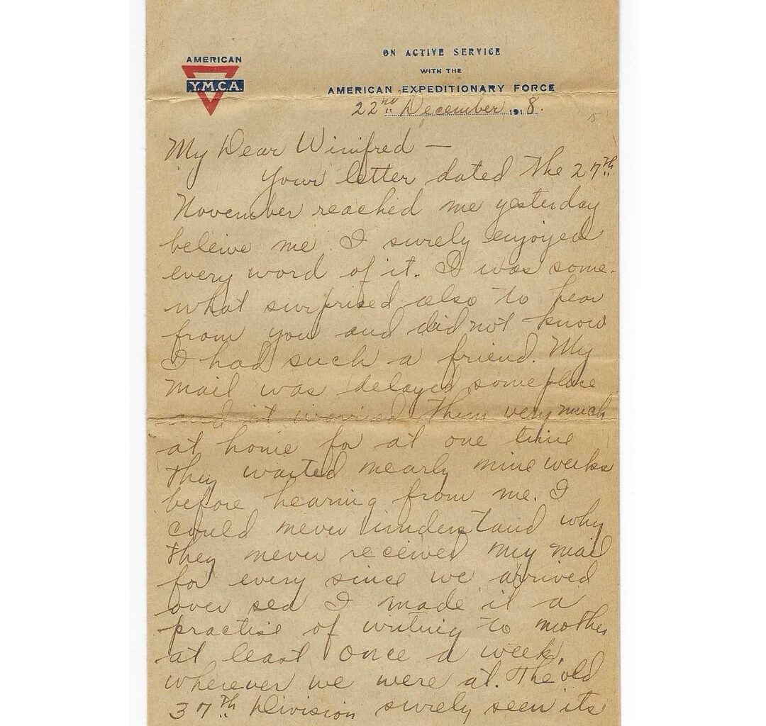 WW1 Era Letter Written by U.S. Soldier in Europe. He writes of the pretty landscape in Belgium, preferring Belgium to France, and more interesting content. 1918. Details in comments.