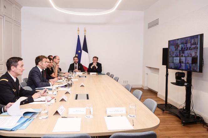 Emmanuel Macron speaks during a meeting of the 