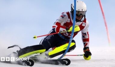 Laurie Taylor in action in Levi, Finland in the opening men's slalom race of the World Cup season