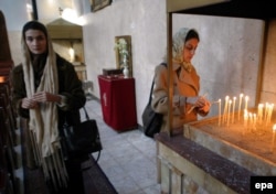 Women inside an Armenian church in Tehran on Christmas day in 2003.