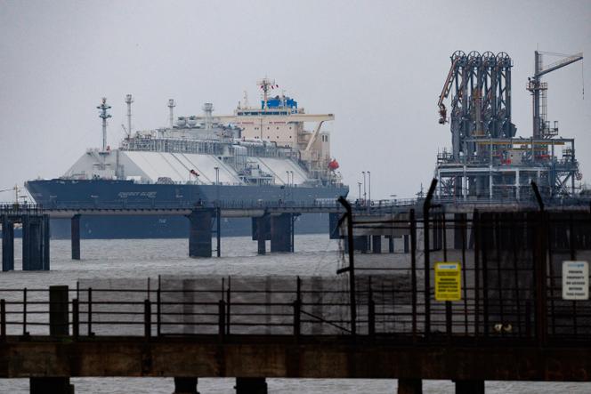 The Energy Glory LNG tanker, having departed from the Cove Point offshore LNG terminal in Maryland, United States, arrives at the Grain LNG import terminal in England on February 10, 2025.