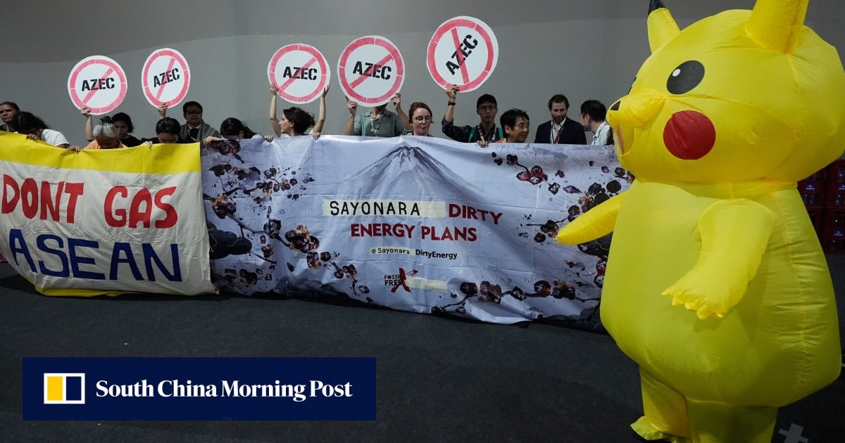 Japan’s fossil fuel activists tap on Pikachu to catch attention at Cop30