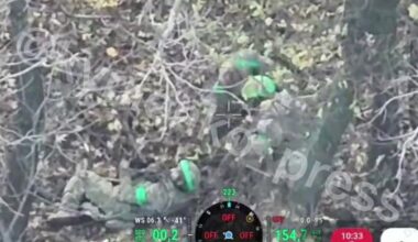 Evidence of Russian soldiers wearing Ukrainian colors (green tape) to move around Pokrovsk published by the AFU. The Russians who were wearing green tape were killed and their dog tags together with photos of their dead bodies were taken as evidence. Nov 2025
