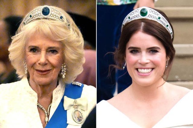 Queen Camilla Unexpectedly Steps Out in Princess Eugenie's 2018 Wedding Tiara For Reception At Windsor Castle