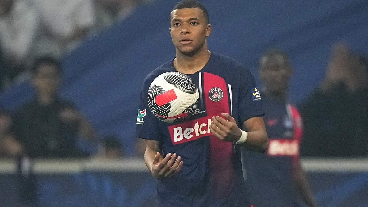 Kylian Mbappé in het shirt van PSG.