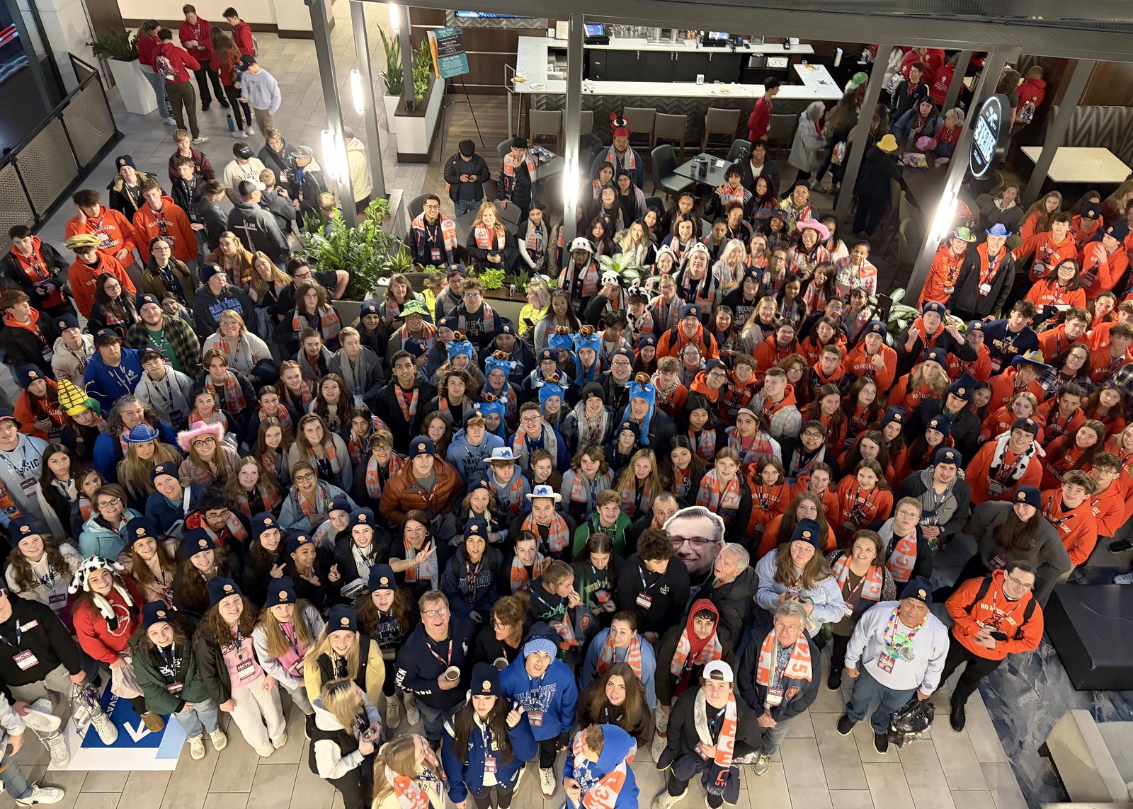 A group photo of the 300 teens and their chaperones from the Archdiocese of Detroit who attended the National Catholic Youth Conference in Indianapolis.