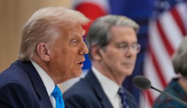 President Donald Trump said a dividend of “at least 2000 a person (not including high income people!) will be paid to everyone” using tariff revenue. This proposal, which he has floated before, would still need congressional approval.