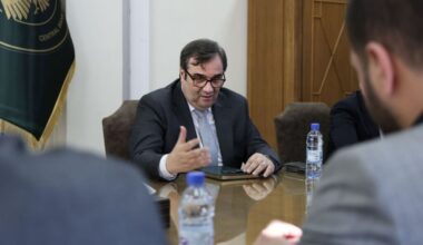 Governor of the Central Bank of Syria Abdulkader Husrieh during a coordination meeting between the Ministry of Information and the Central Bank in preparation for launching the new national currency, 9 November 2025 (Central Bank of Syria)