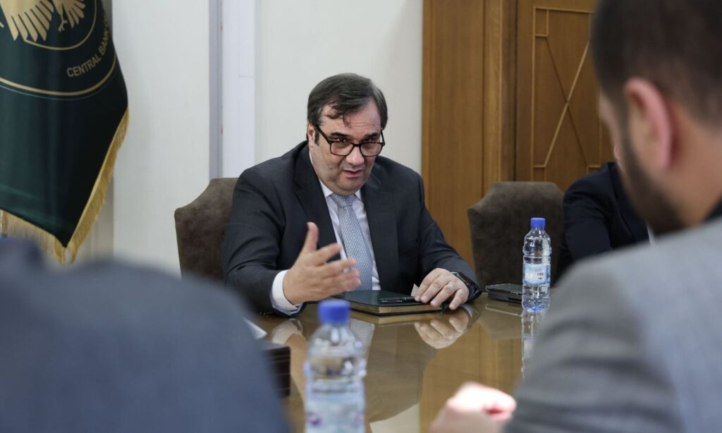 Governor of the Central Bank of Syria Abdulkader Husrieh during a coordination meeting between the Ministry of Information and the Central Bank in preparation for launching the new national currency, 9 November 2025 (Central Bank of Syria)