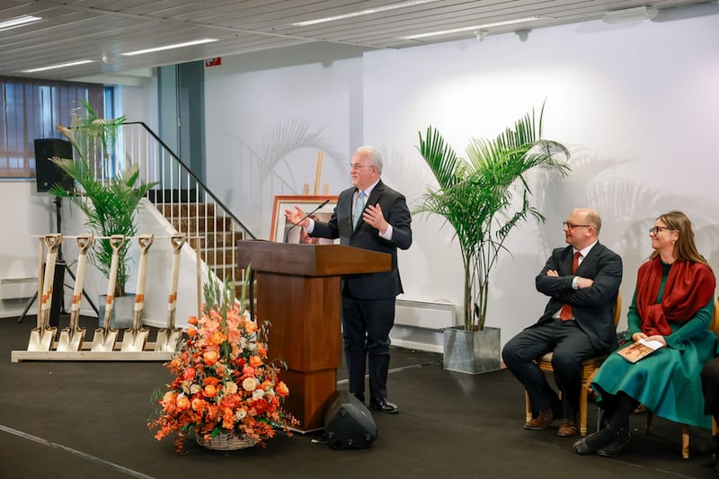 Elder Jack N. Gerard — a General Authority Seventy and first counselor in the Church’s Europe Central Area presidency — speaks at the site dedication of the Brussels Belgium Temple in Brussels, Belgium, on Saturday, Nov. 22, 2025.