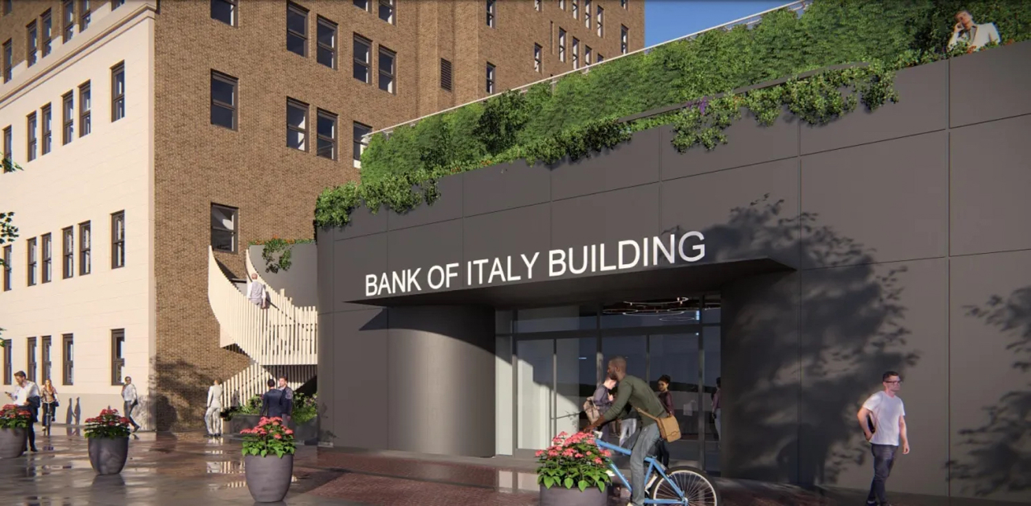 Bank of Italy Tower residential conversion annex building, rendering by Bjarke Ingels Group