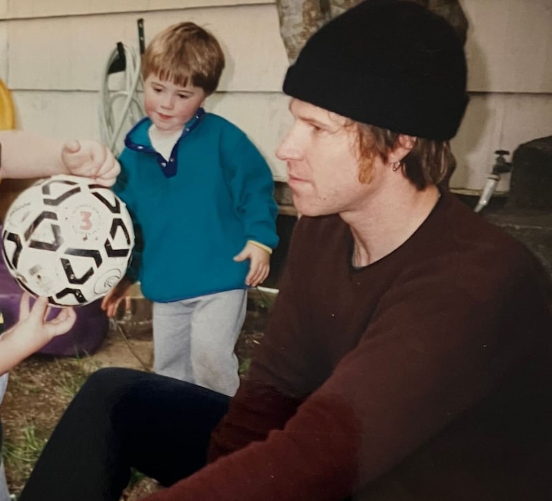 Paolo Bicchieri with Mark Lanegan in 1998, when he was three and his uncle was 34. Photograph: Trina Lanegan