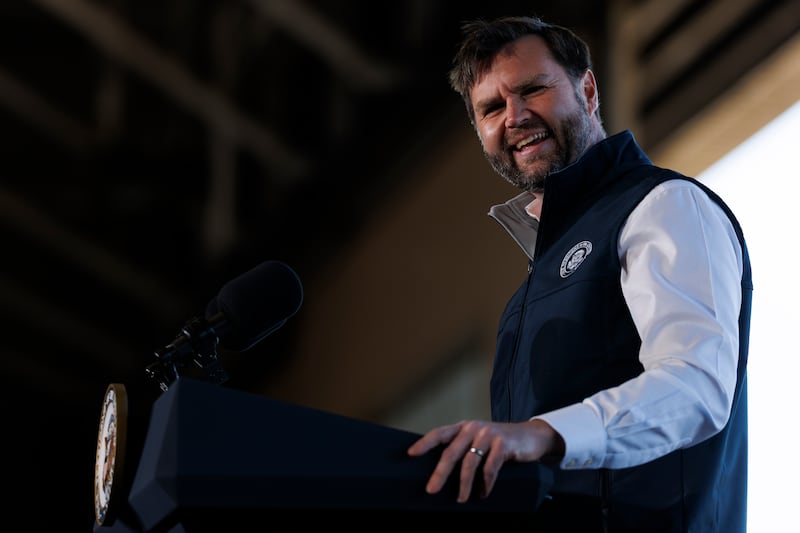 U.S. Vice President JD Vance delivers remarks to members of the US military.