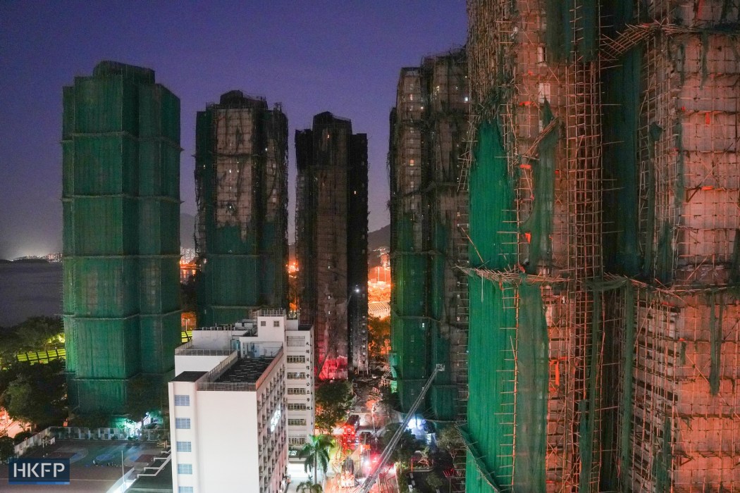 Wang Fuk Court in Tai Po, Hong Kong, on November 28, 2025, after a fatal blaze killed at least 128 people and leave many more missing. Photo: Kyle Lam/HKFP.