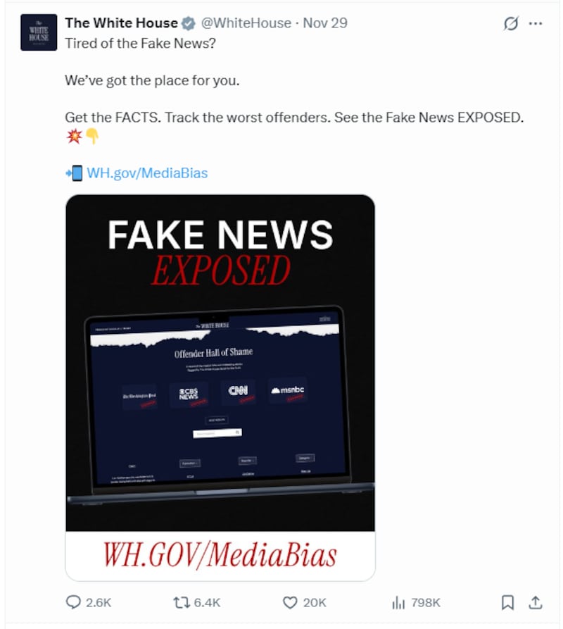 The White House Media Bias website.