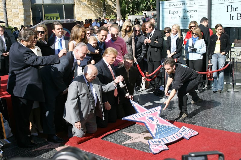 Tom LaBonge, Melania Trump, Barron Trump, Mark Burnett, Larry King, Johnny Grant and Donald Trump (Photo by M. Tran/FilmMagic)