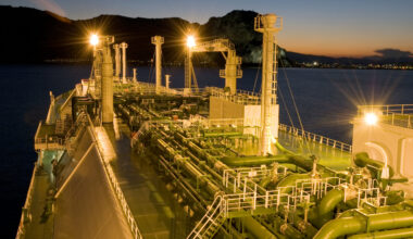 Deck view of LNG Carrier