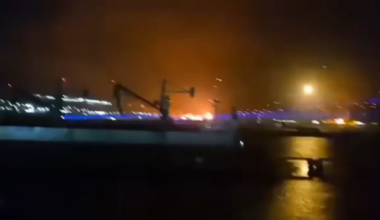 Ukrainian attack on the Novorossiysk filmed by one of the crew members of a foreign vessel that was in the port during the air raid