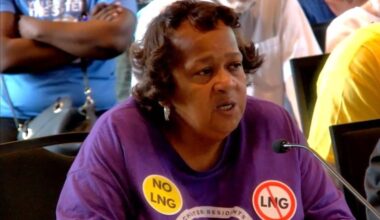 File: A screen capture of Zulene Mayfield, an activist with Chester Residents Concerned for Quality Living, speaking in 2023 against a proposal to build a liquefied natural gas facility in Chester City, Delaware County.