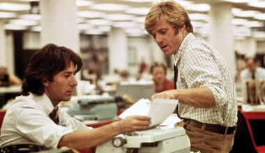 Redford with Dustin Hoffman in All the President’s Men.