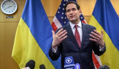 US Secretary of State Marco Rubio holds a press conference following a closed-door talks on a US plan to end the war in Ukraine at the US Mission in Geneva, on November 23, 2025.