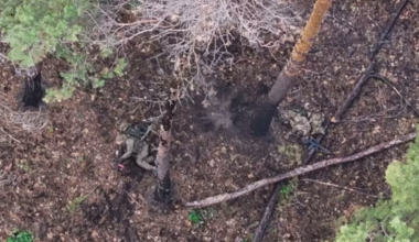 Multiple Russian soldiers are hit by Ukrainian drone-dropped grenades in Vovchansk, Kharkiv region. 57th Motorized Brigade, published November 12th 2025.