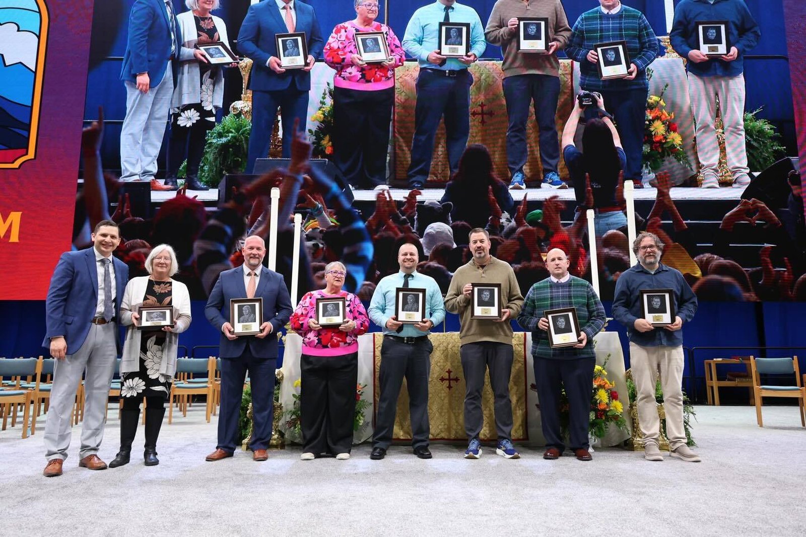 Joyce Francois, second from left, is pictured along with other youth ministers honored by the National Federation of Catholic Youth Ministers at the 2025 National Catholic Youth Conference in Indianapolis. Francois, the parish and community outreach director for the Detroit Catholic Pastoral Alliance, was a recipient of the Servant of God Sister Thea Bowman Bridge Building Award. (Courtesy of the National Federation of Catholic Youth Ministers)