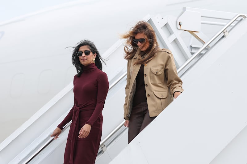 Second Lady Usha Vance (left) and First Lady Melania Trump (right)