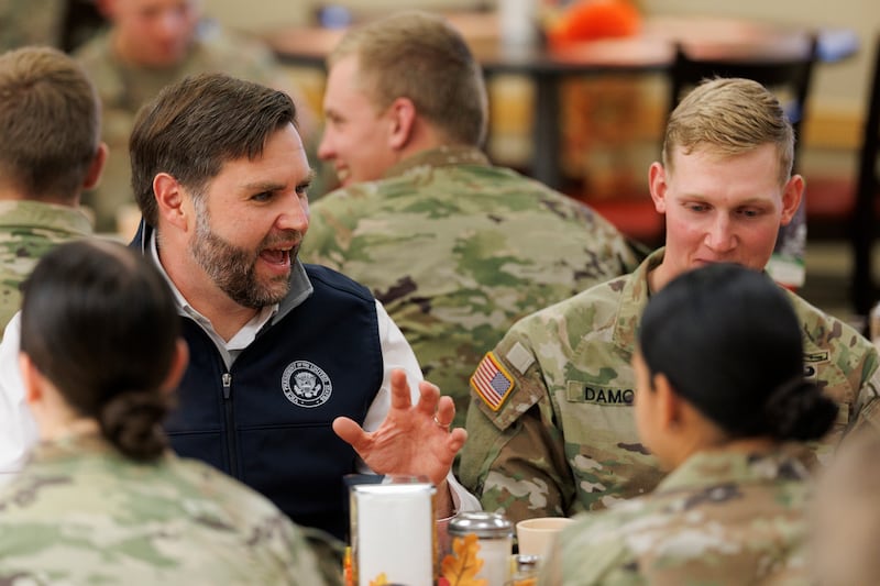 U.S. Vice President JD Vance eats with members of the 101st Airborne Division at Fort Campbell.