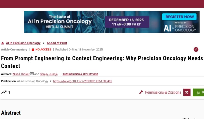 Nikhil Thaker: Publication Alert - Prompts in Oncology AI 2 Nikhil Thaker: Publication Alert - Prompts in Oncology AI