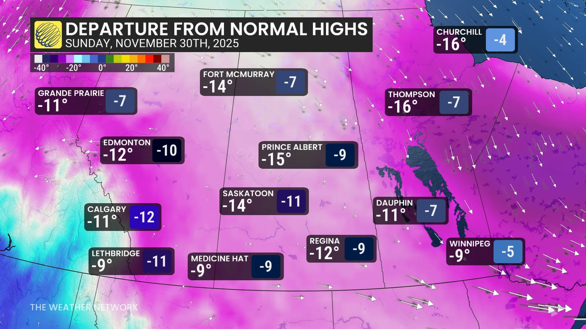 Prairies Temperatures November 30