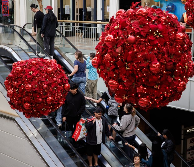 Black Friday shoppers stroll through Hillsdale Shopping Center Nov. 28, 2025, in San Mateo, Calif. (Dai Sugano/Bay Area News Group)