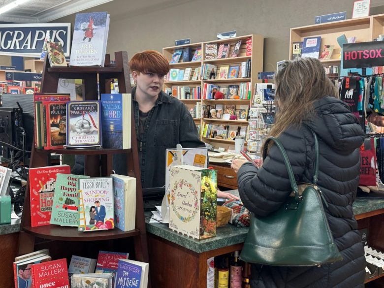 woman cashier and a customer