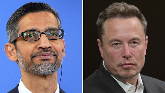 Elon Musk’s response to Sundar Pichai’s post has received several reactions on X. (Reuters, AFP)