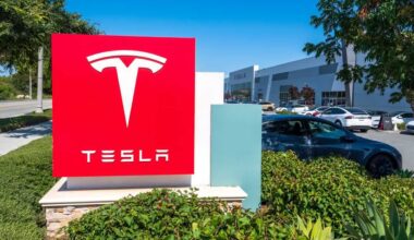 Tesla Inc logo by- baileystock via iStock(1)