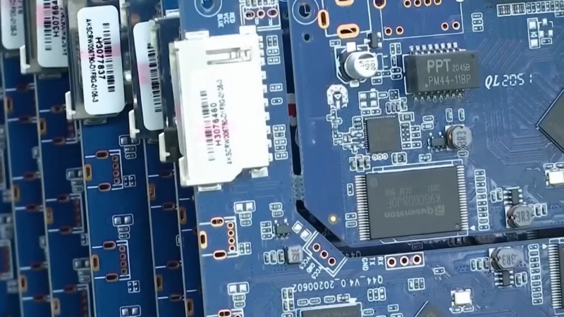 Close-up of high-performance chips on a circuit board