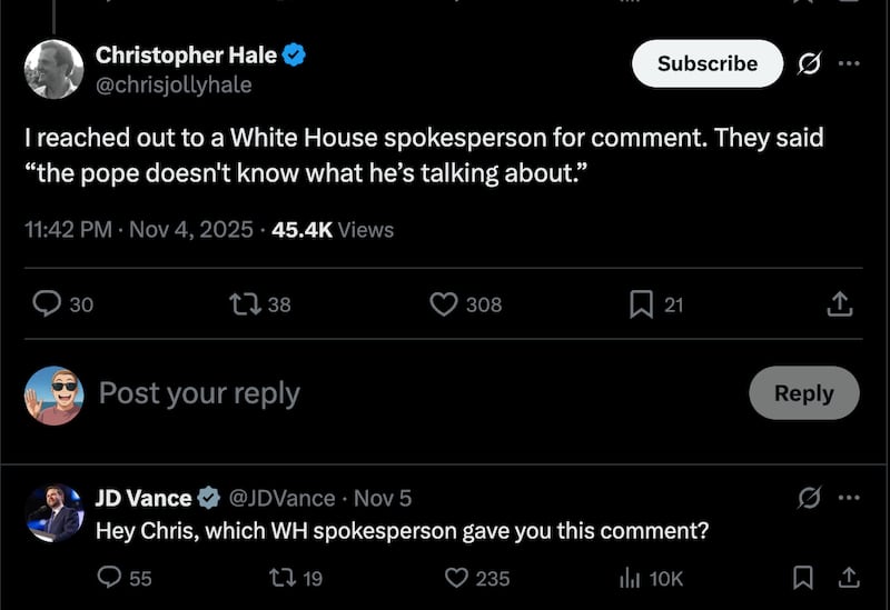 JD Vance Pope tweet
