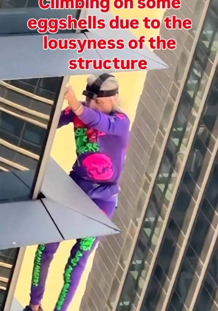 A Frenchman showing his genetically predisposed entitlement upon discovering the facade of a building is not in fact designed for him to climb up the side