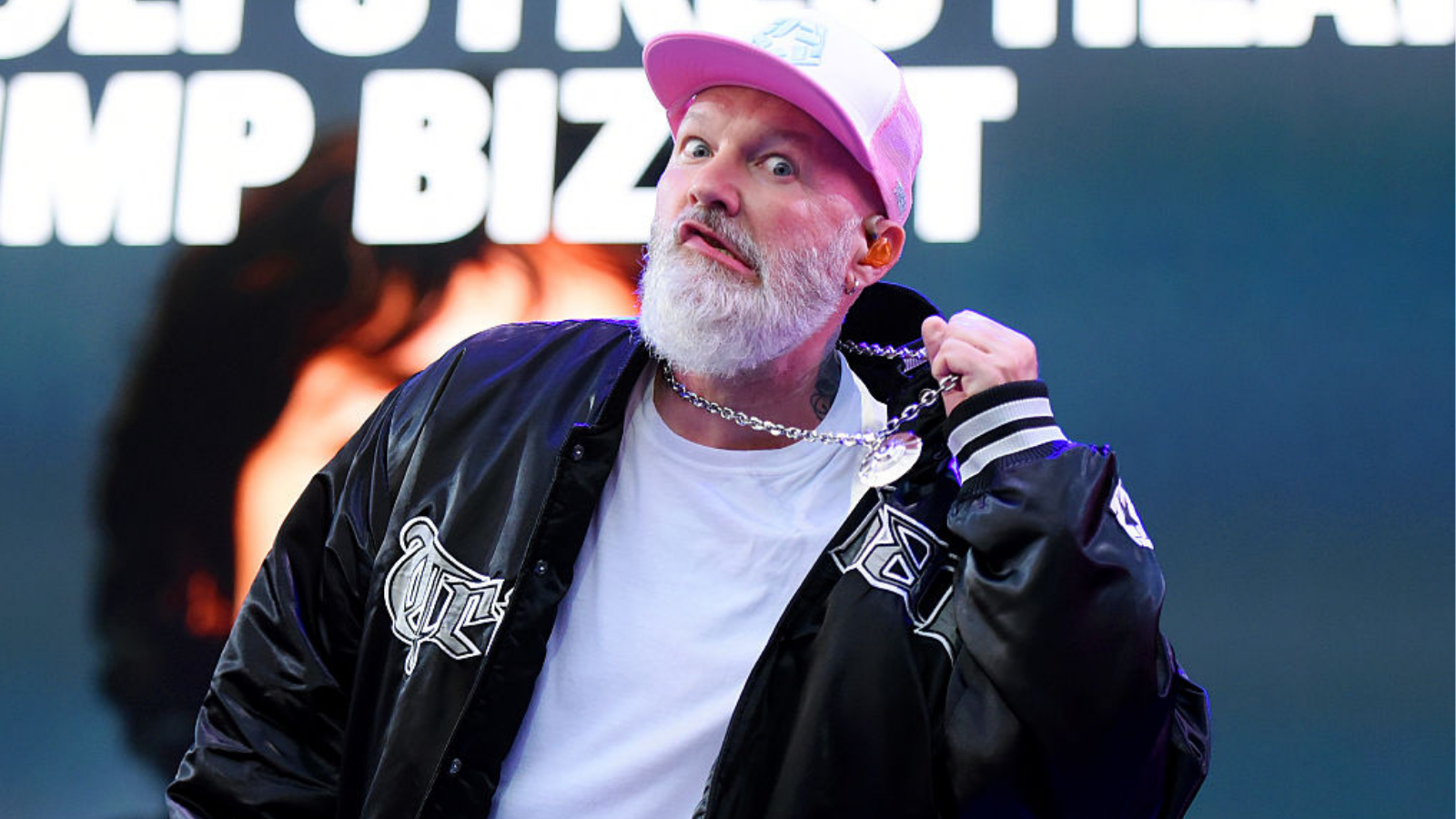 Fred Durst of Limp Bizkit performs onstage during Leeds Festival on August 24, 2025 in Leeds, England.