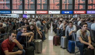 Thousands of travelars stranded in europe including belgium, poland, italy, uk, netherlands, germany as brussels, lot, ita, british, klm, lufthansa face 72 flight cancellation and 760 delays across brussels, warsaw, rome, manchester, amsterdam, frankfurt