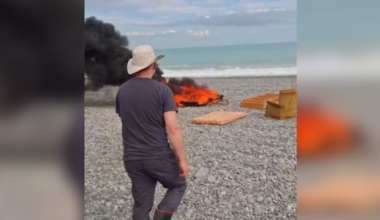 Rubbish dumped and set alight on Canterbury beach