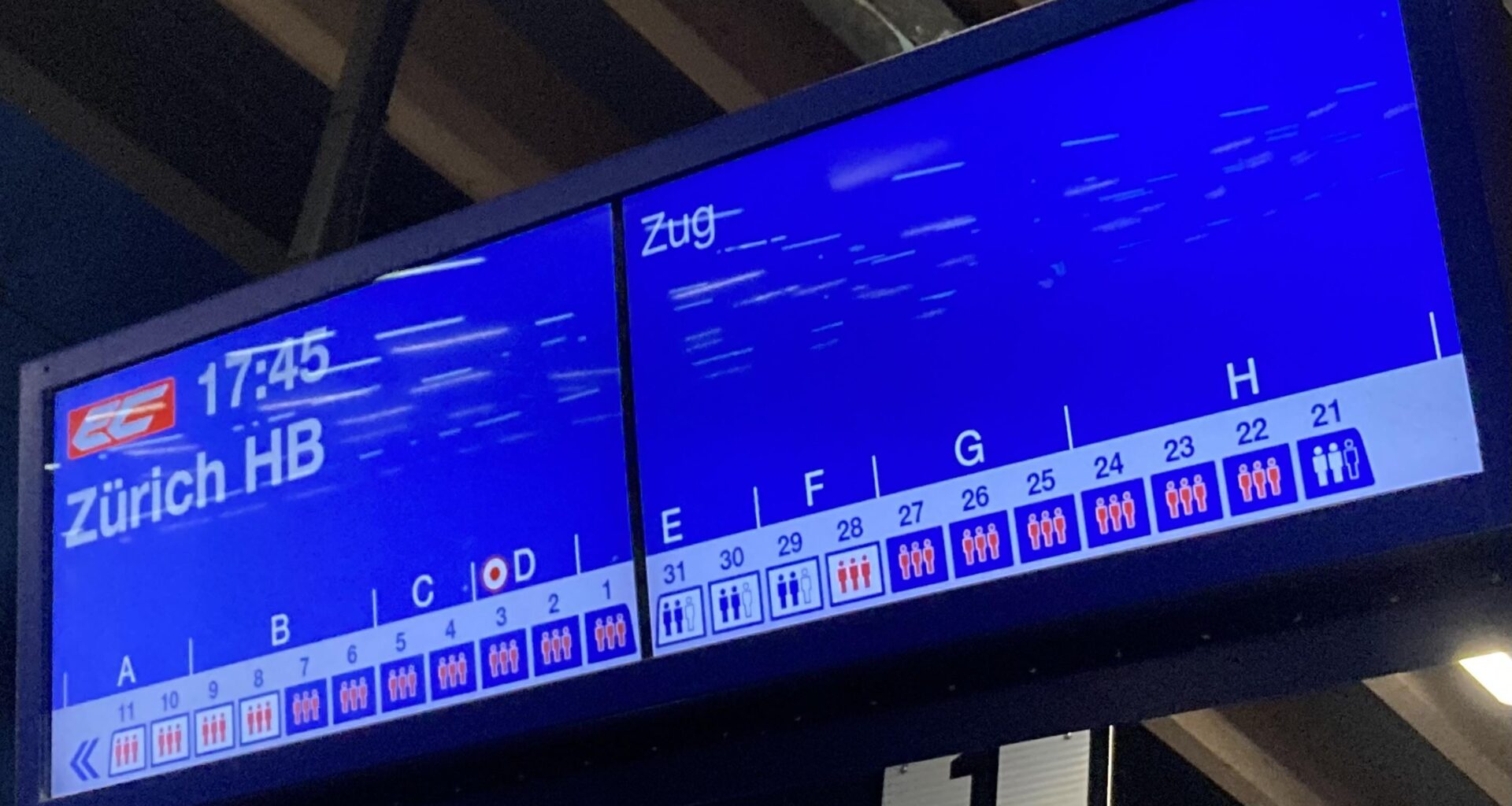 Absolutely packed train on Sunday evening